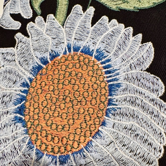 ASOS Women’s Black Blue Floral Embroidered Long Puff Sleeve Dress Size 0 NWOT - Picture 10 of 13